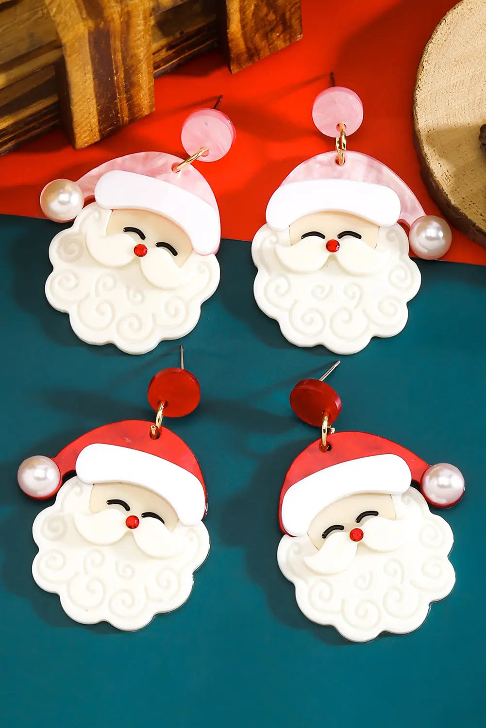 White Bright Pearl Decor Cute Father Christmas Earrings Dear-Lover Dropshipping