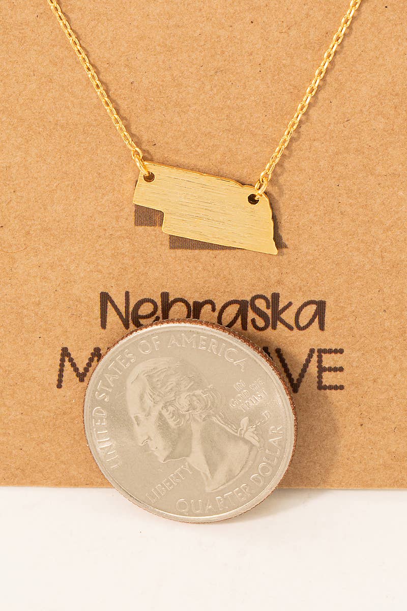Nebraska State Plated Necklace