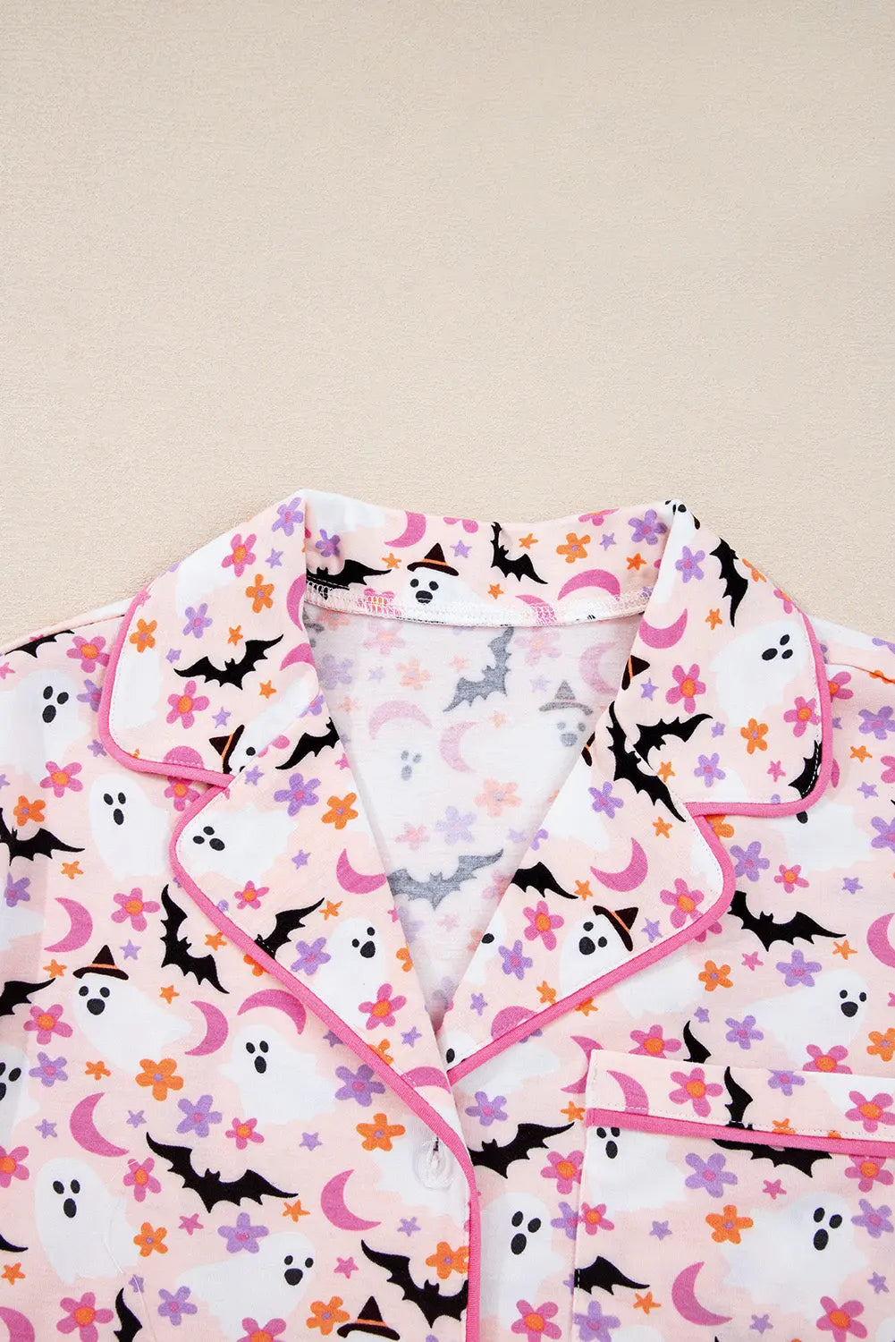 Pink Halloween Eve Haunted Honey Bat Print Pajama Set Dear-Lover Dropshipping