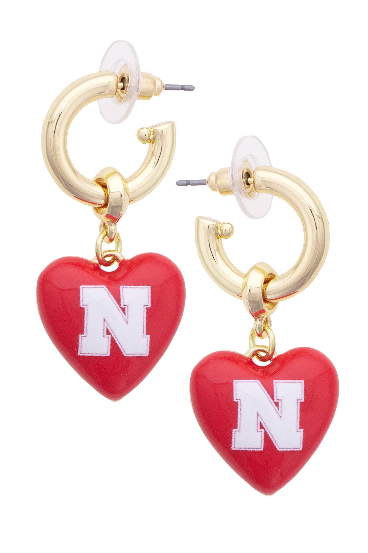 Nebraska Huskers Heart Drop Earrings *WILL SHIP 1ST WEEK OF JULY*