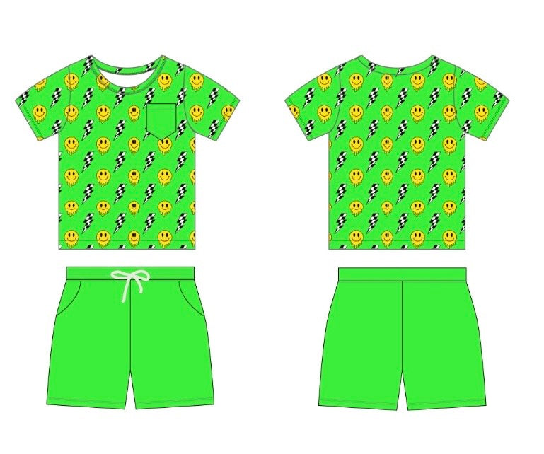Bamboo kids day wear short set two-piece - Electric - WILL SHIP MAY 2026