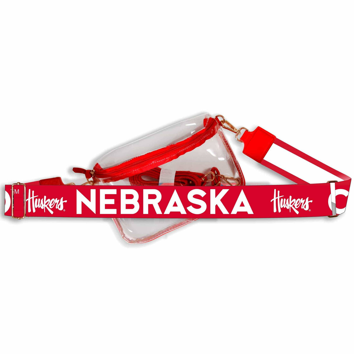 Nebraska Hailey Clear Sling Bag with Logo Strap by Desden *THESE WILL BE AVAILABLE FIRST WEEK OF OCTOBER*