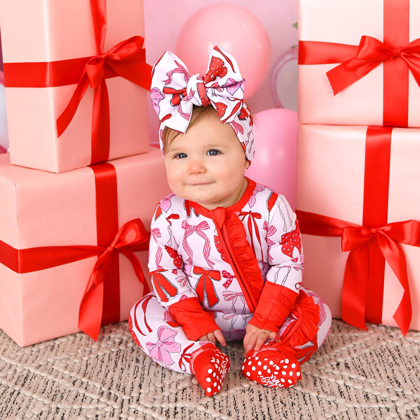 Rosalie RUFFLE ZIP Valentines Day Bamboo 1PC Baby Outfit