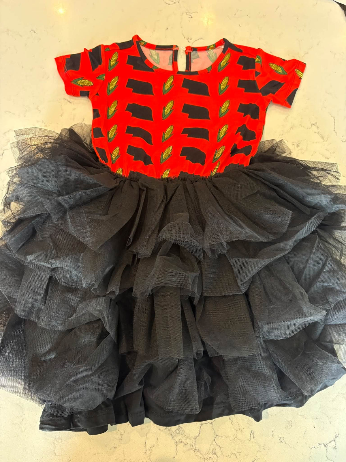 Red Corn Crazy - Short sleeve tutu dress - WILL SHIP SEPTEMBER 2026