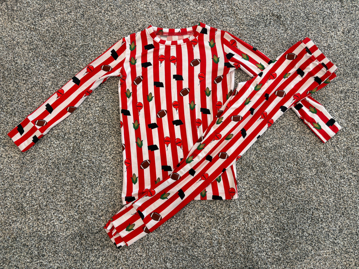 Nebraska football pinstripe bamboo pjs - PREORDER WILL SHIP IN NOVEMBER