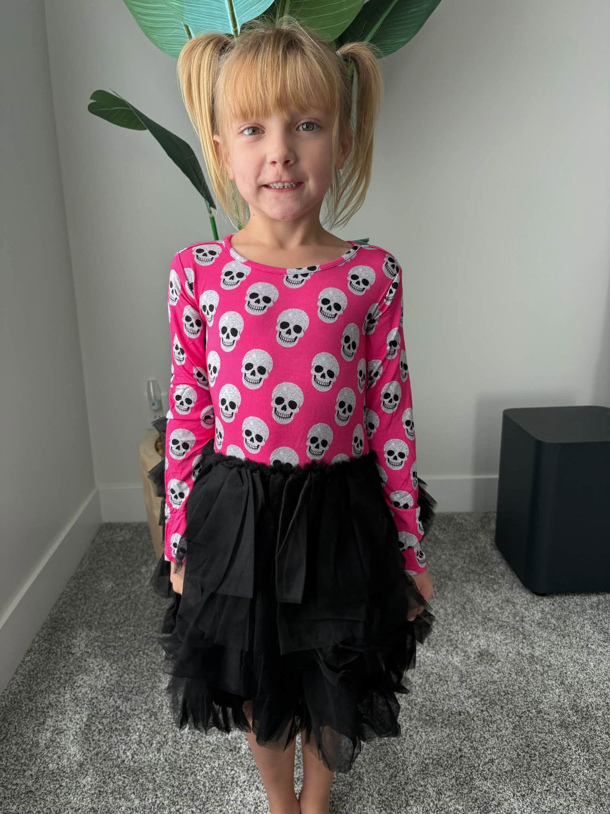 Pink ghoul - bamboo long sleeve tutu dress -WILL SHIP SEPTEMBER 2026