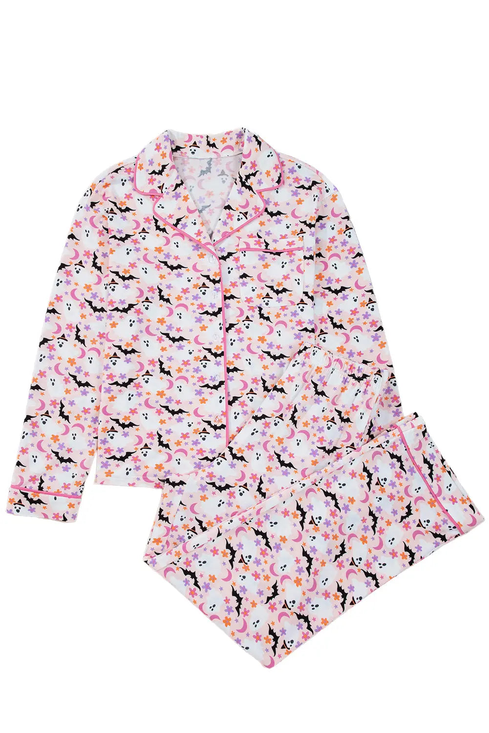 Pink Halloween Eve Haunted Honey Bat Print Pajama Set Dear-Lover Dropshipping