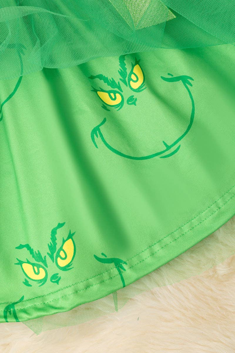 Multi-Christmas character printed girls dress. DRG52035 AMY