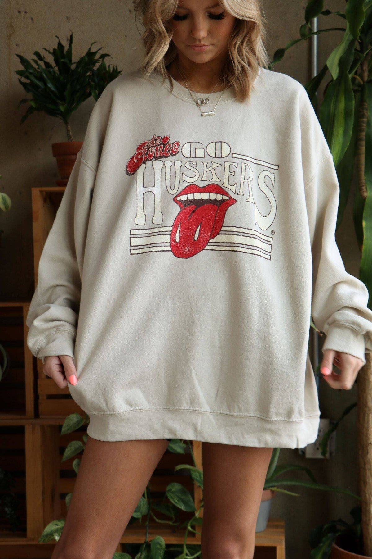 Rolling Stones Huskers Stoned Sand Thrifted Sweatshirt *WILL BE AVAILABLE BY FIRST WEEK OF OCTOBER*