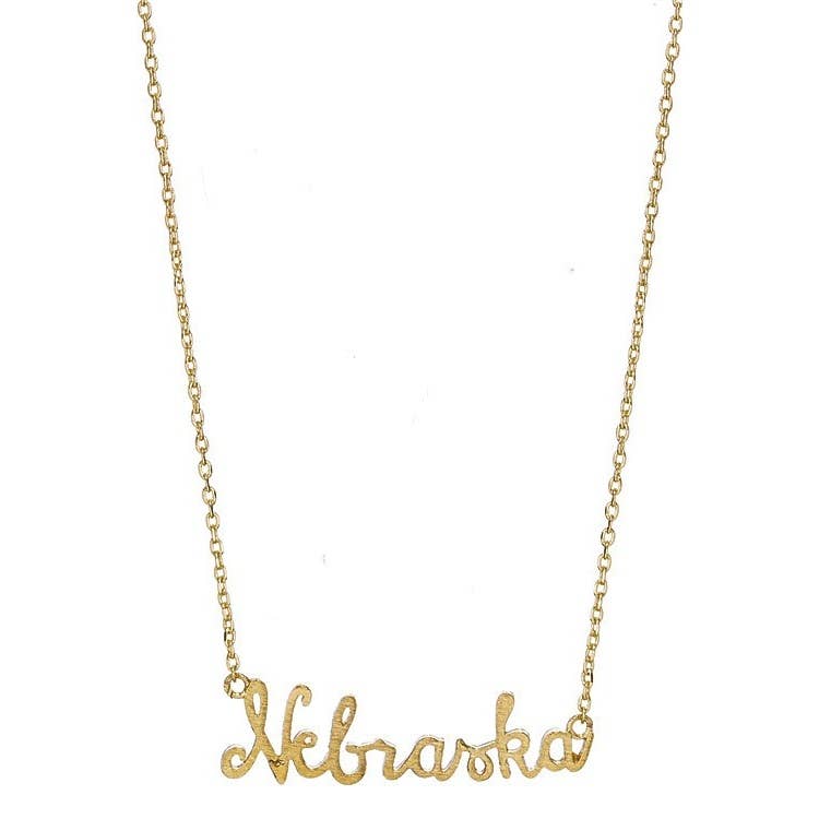 NEBRASKA SCRIPT PENDANT NECKLACE