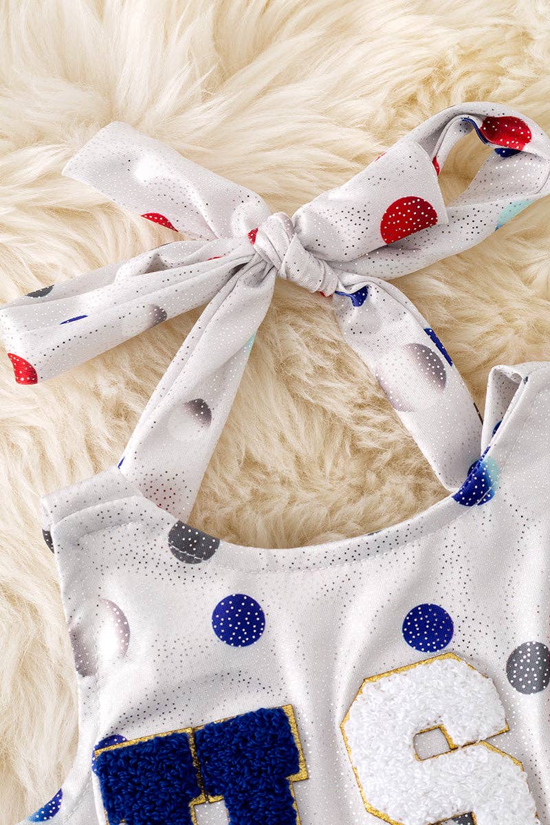 USA applique ruffle patriotic halter top. *SHIPS AROUND MAY 11TH*