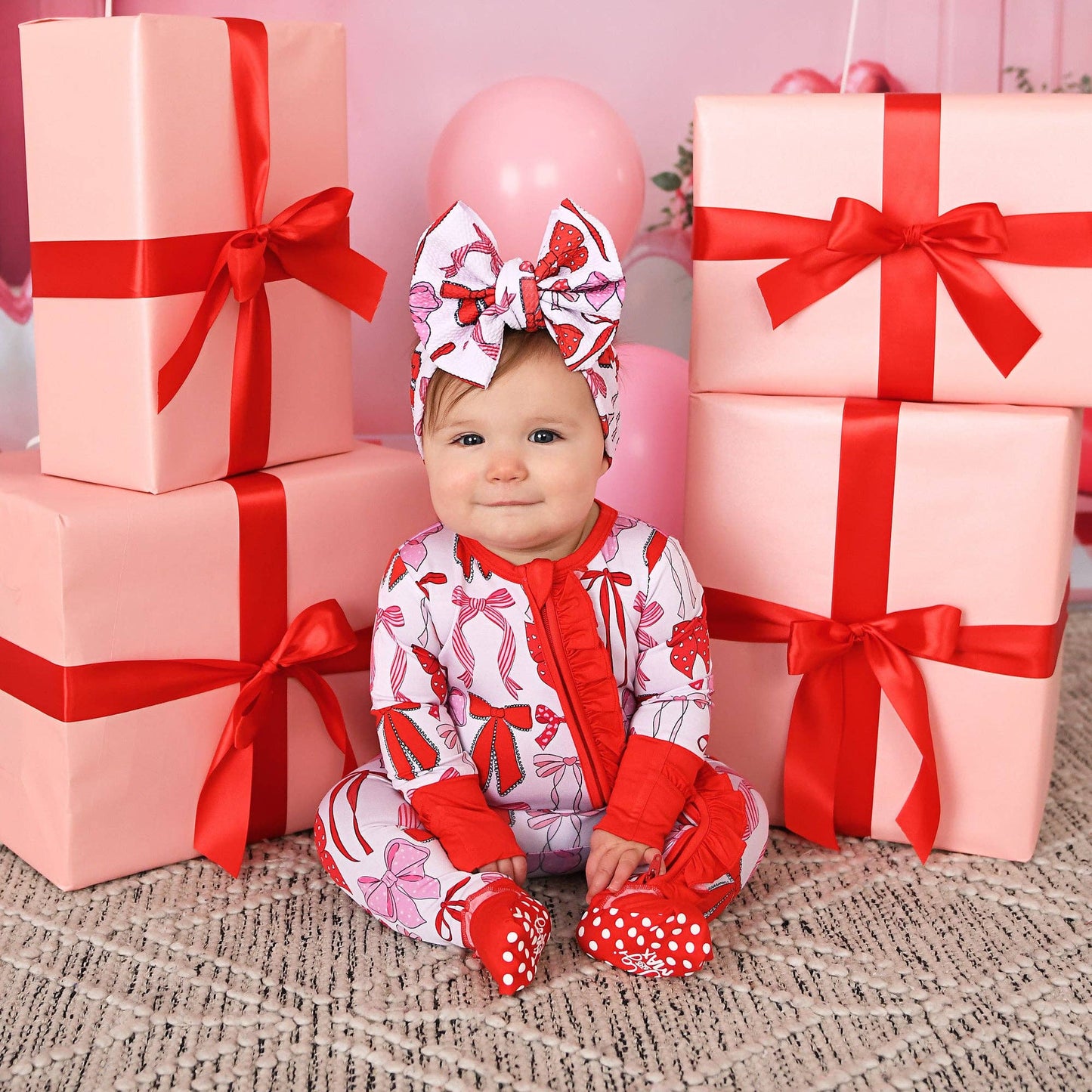 Rosalie RUFFLE ZIP Valentines Day Bamboo 1PC Baby Outfit
