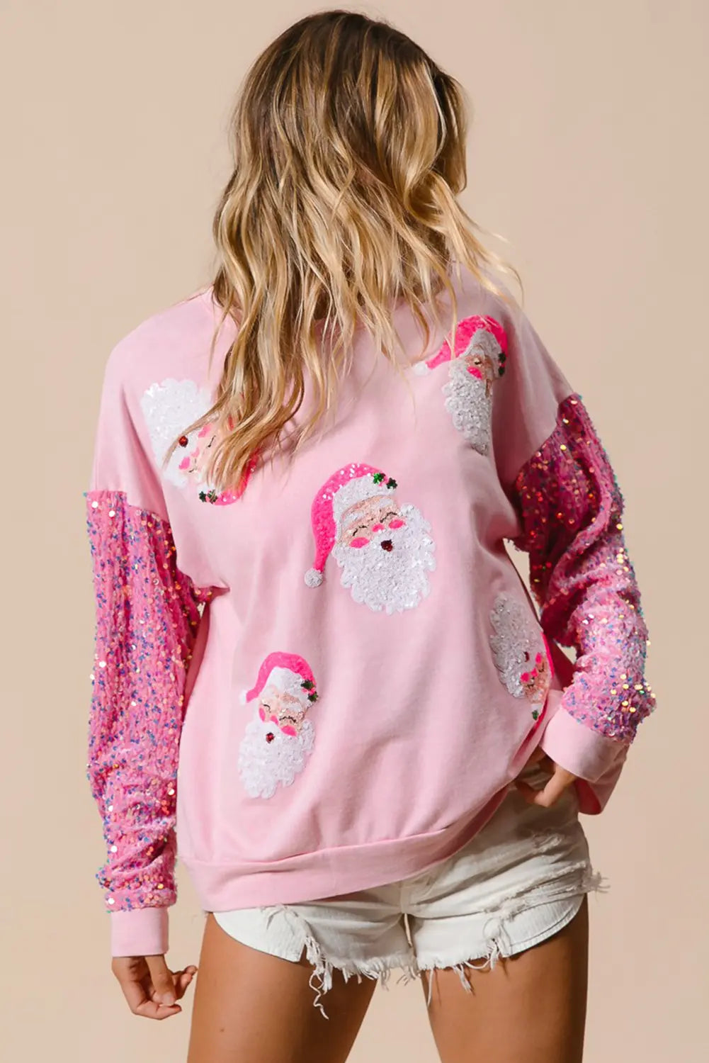 Pink Sequined Santa Claus Long Sleeve Christmas Sweatshirt Dear-Lover Dropshipping