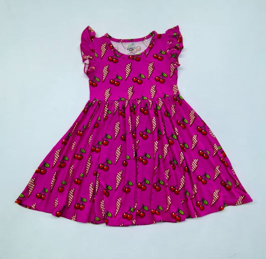 Bamboo ruffle dress - Cherry Zap