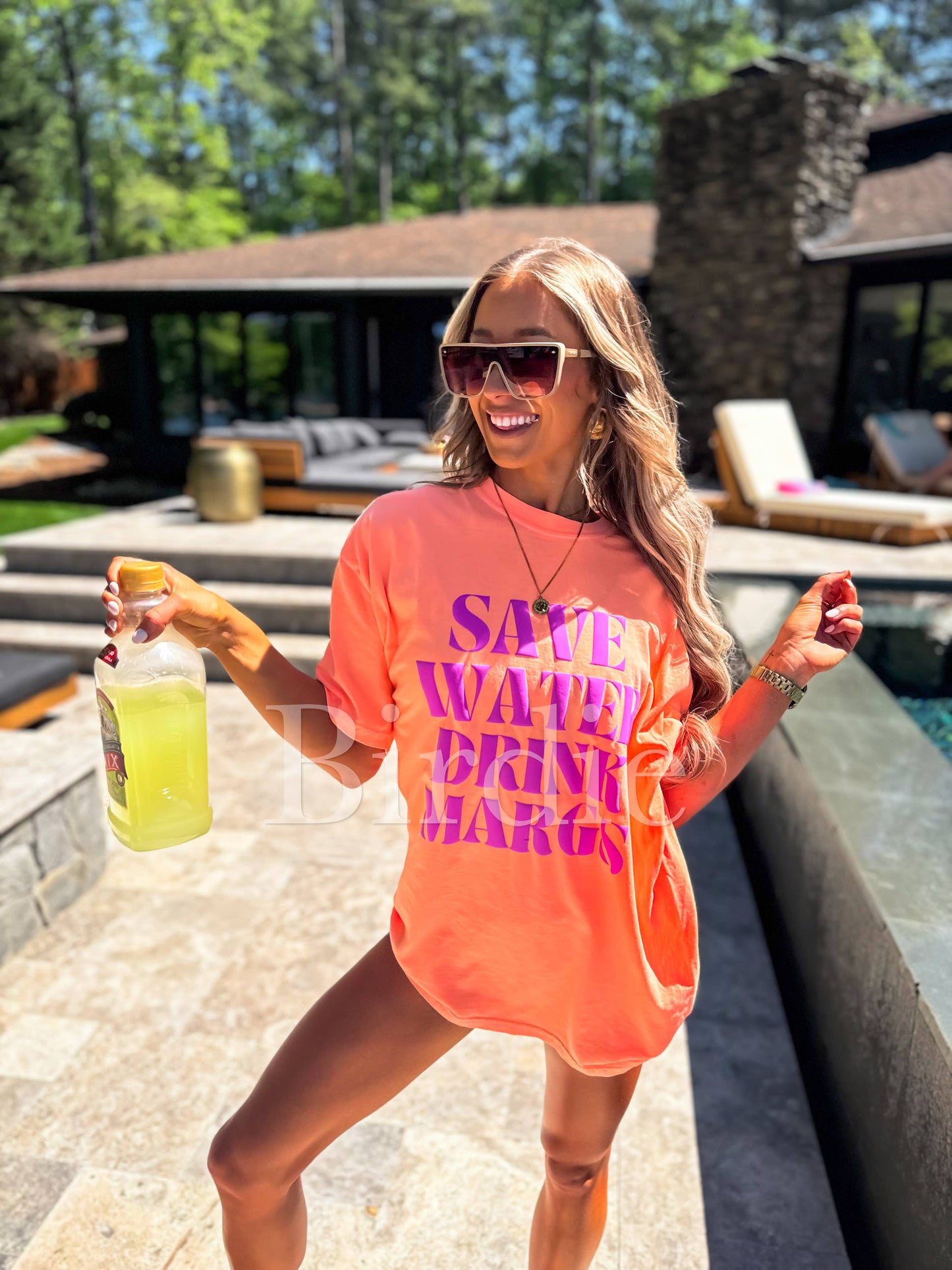 Save Water Drink Margs Vinyl Graphic on Neon Cantaloupe *AVAILABLE MID MAY*