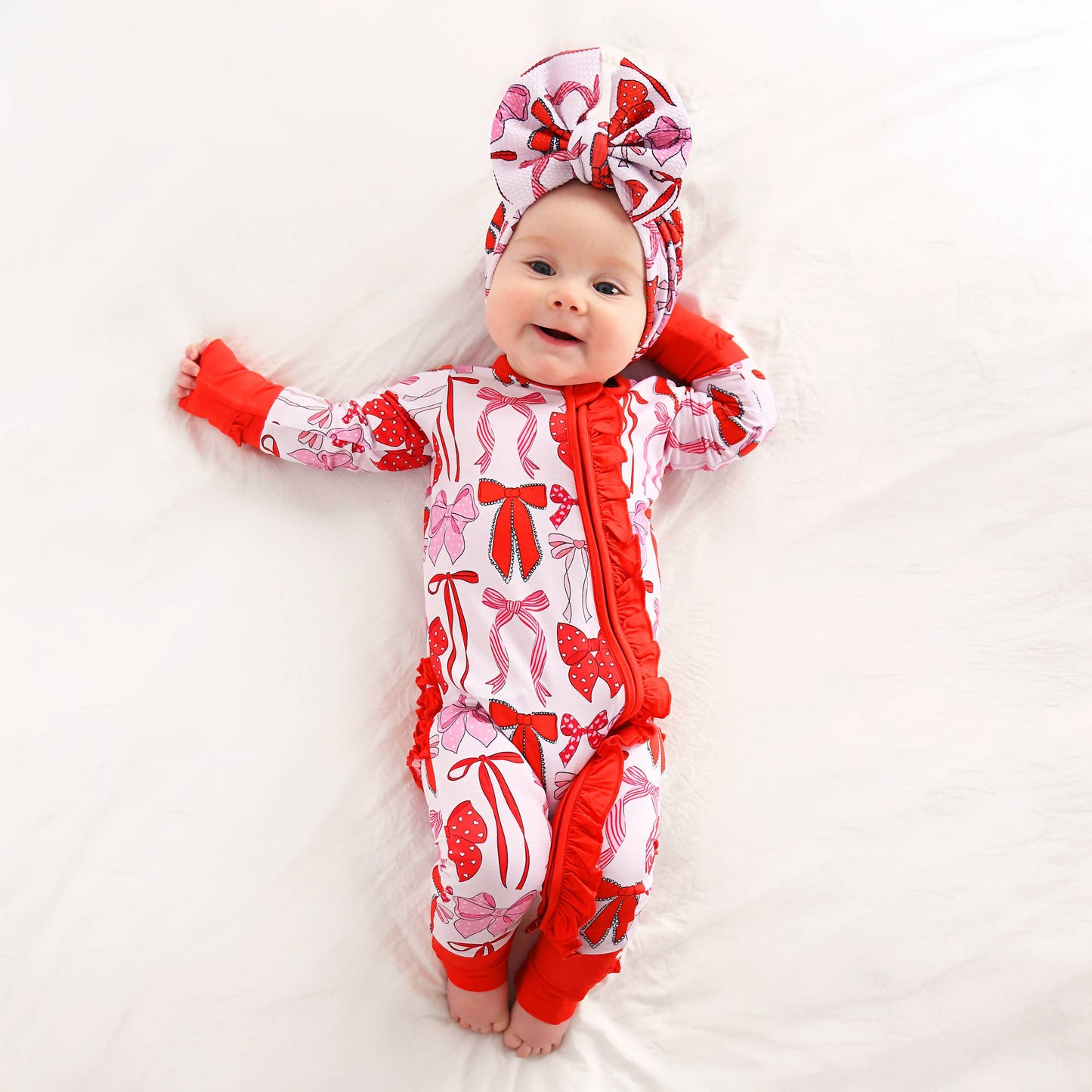 Rosalie RUFFLE ZIP Valentines Day Bamboo 1PC Baby Outfit
