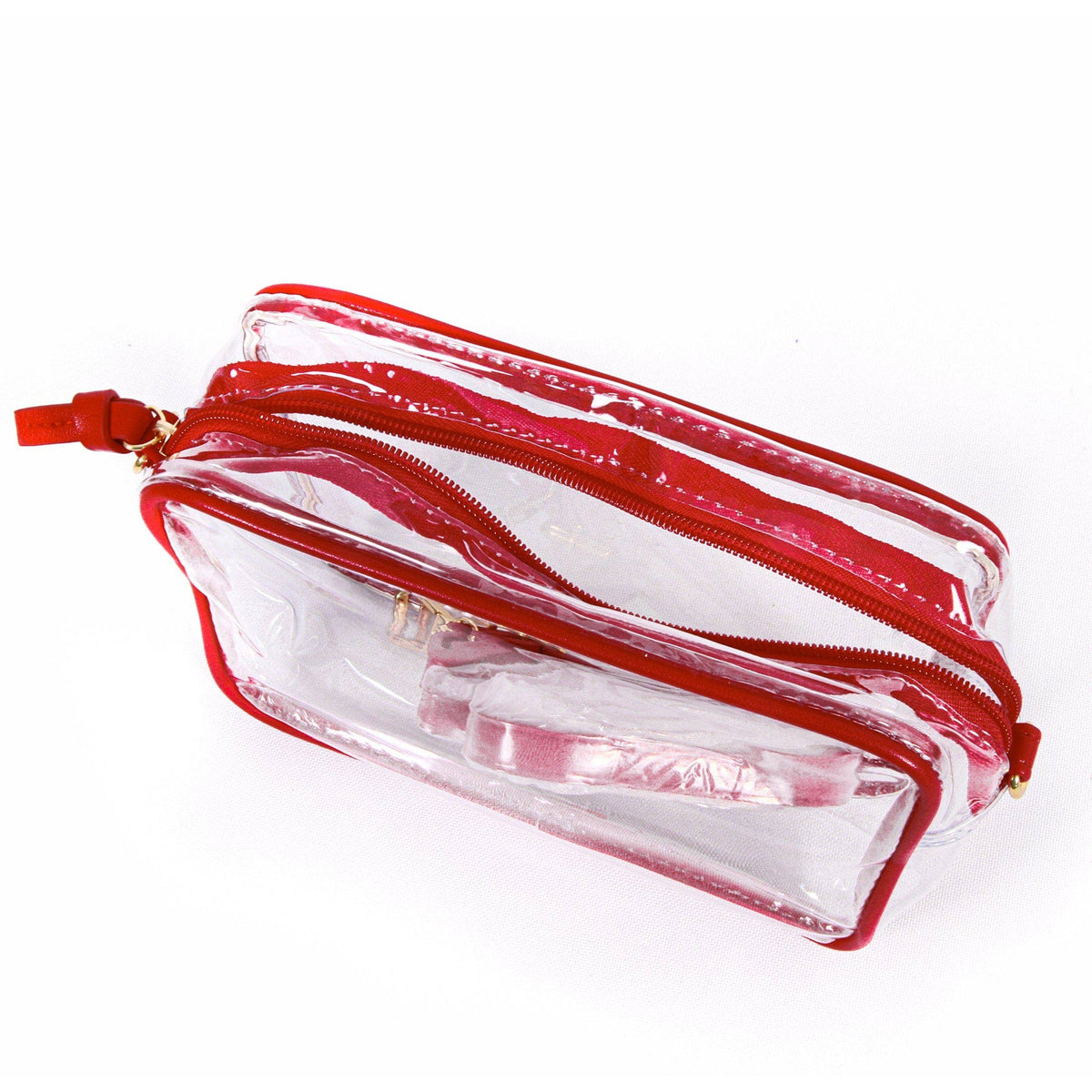 Bridget Clear Purse with Vegan Leather Trim and Straps - Crimson *THESE WILL BE AVAILABLE FIRST WEEK OF OCTOBER*