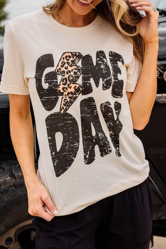 Khaki Game Day Rugby Football Season Leopard Lightning T Shirt Dear-Lover Dropshipping