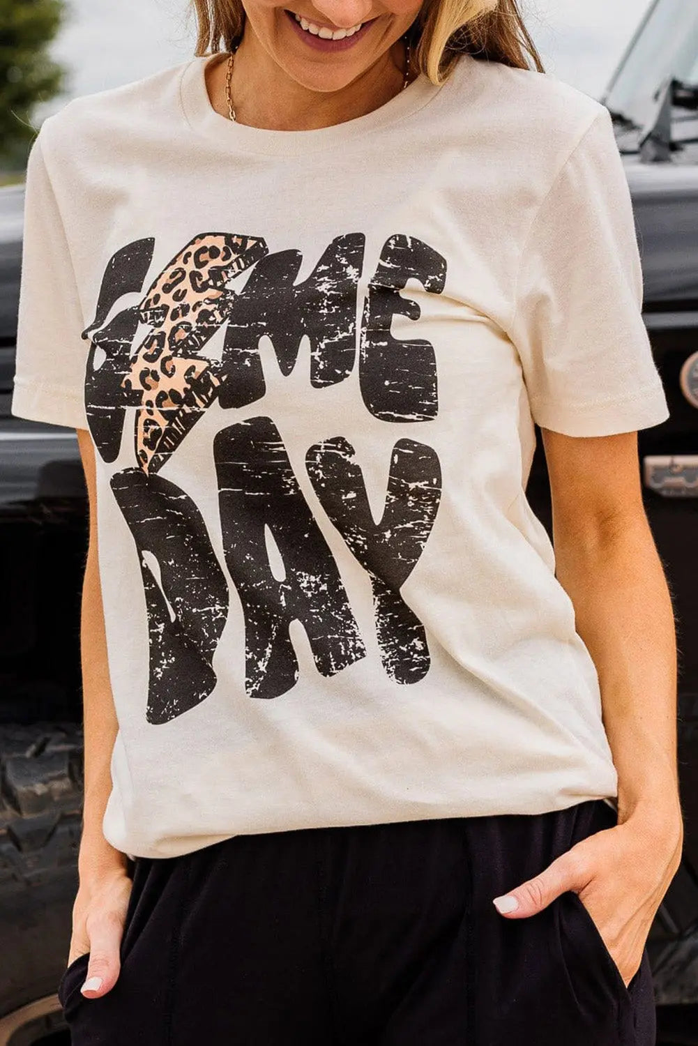 Khaki Game Day Rugby Football Season Leopard Lightning T Shirt Dear-Lover Dropshipping
