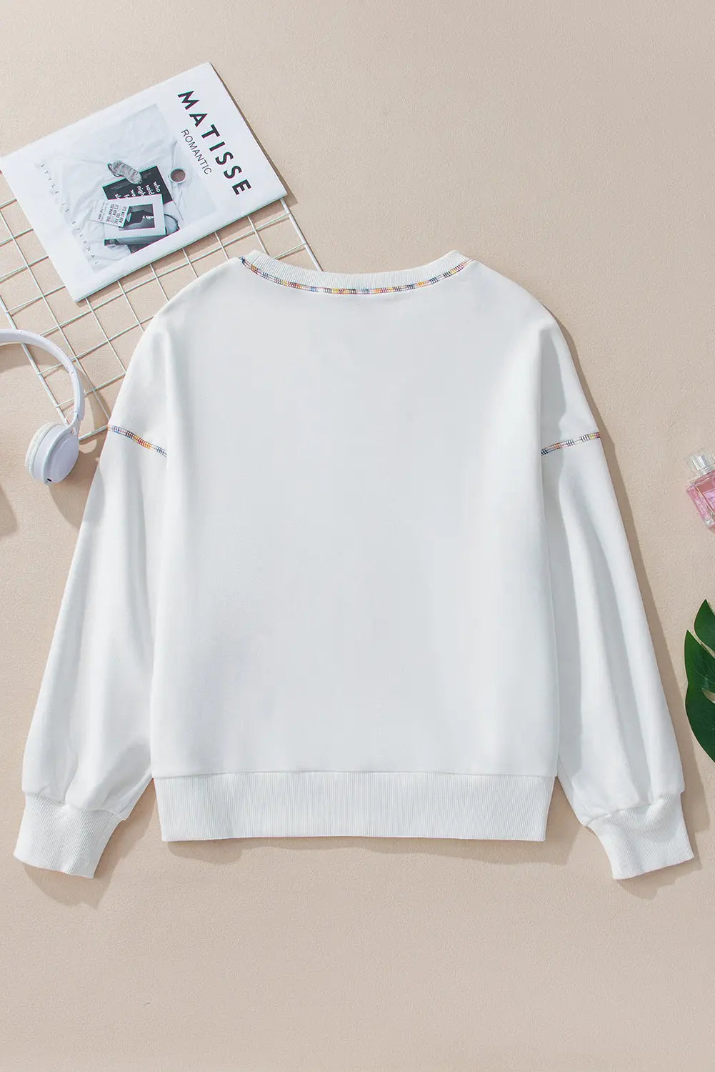 White Sequin Rugby Football Pattern Exposed Seam Game Day Sweatshirt Dear-Lover Dropshipping