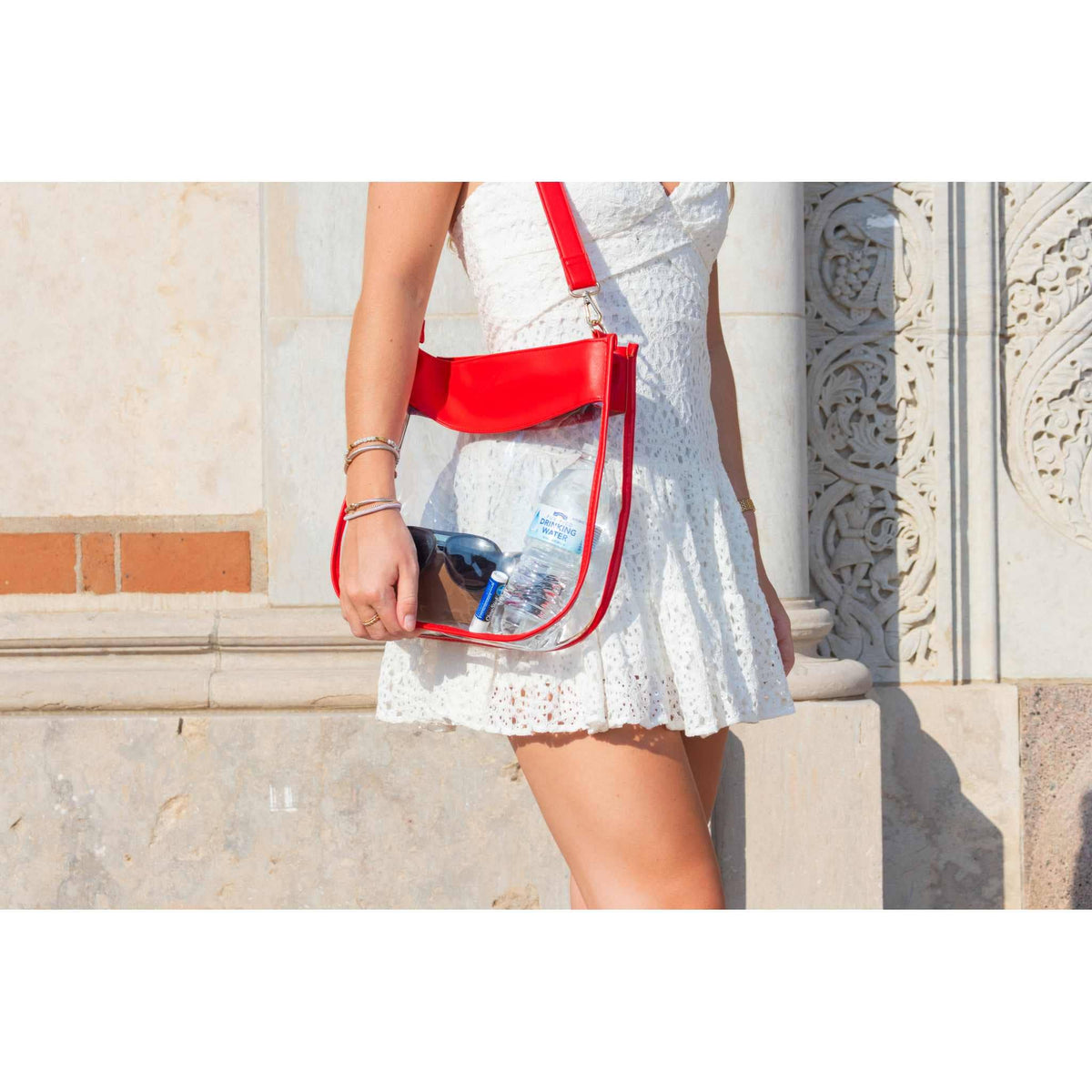Large Clear Purse with Zipper - Red *THESE WILL BE AVAILABLE FIRST WEEK OF OCTOBER*