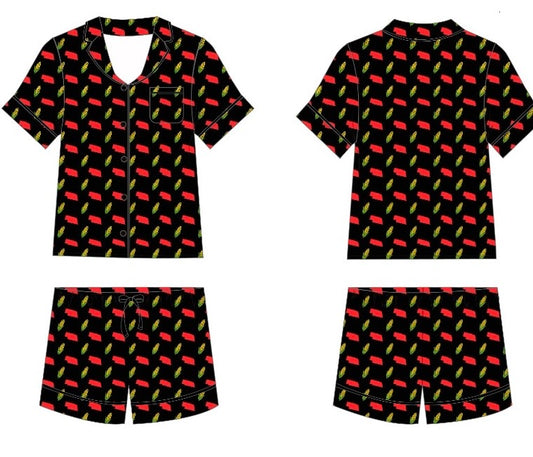Bamboo women’s two-piece pajama set - Corn Crazy - WILL SHIP MAY 2026
