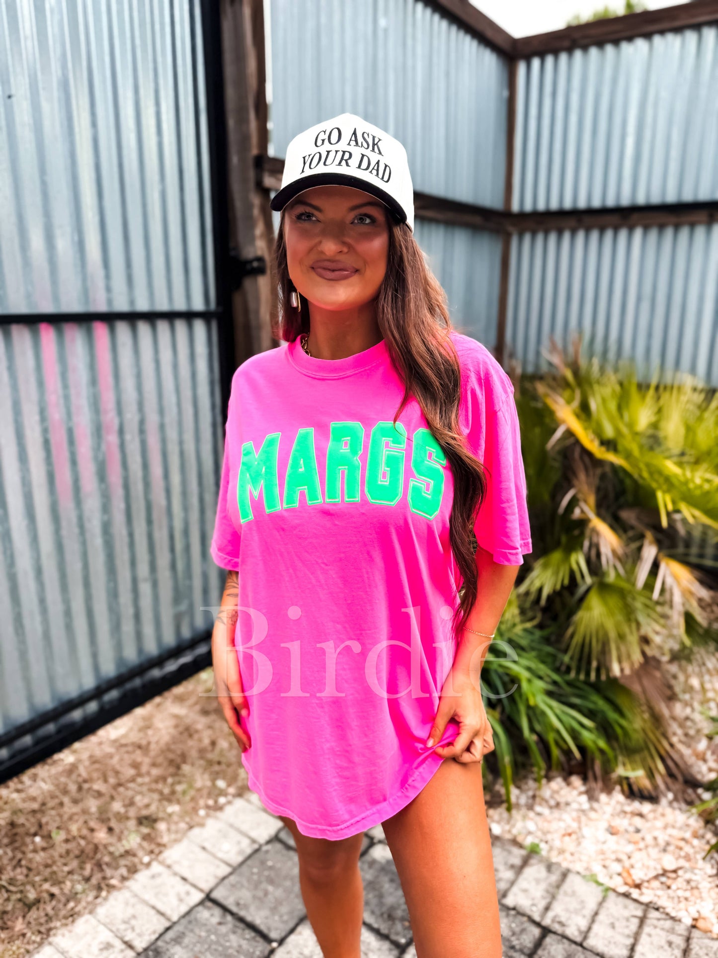 Margs Puff Graphic Tee on Neon Pink *AVAILABLE MID MAY*
