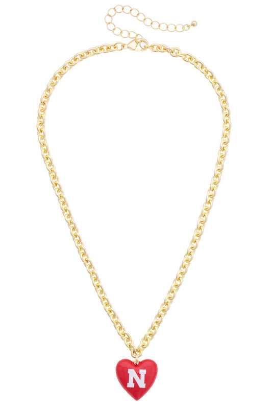 Nebraska Huskers Heart Pendant Necklace