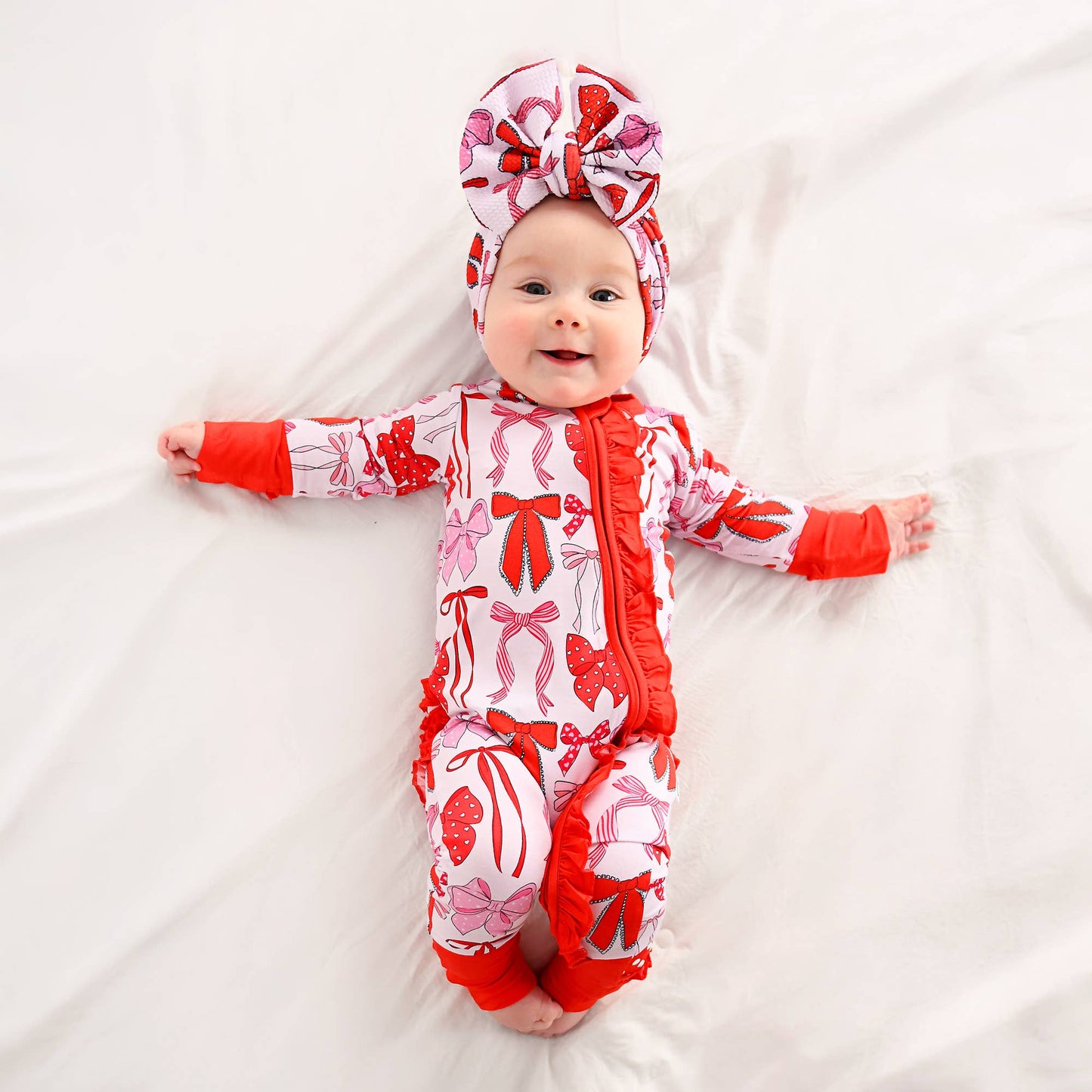 Rosalie RUFFLE ZIP Valentines Day Bamboo 1PC Baby Outfit