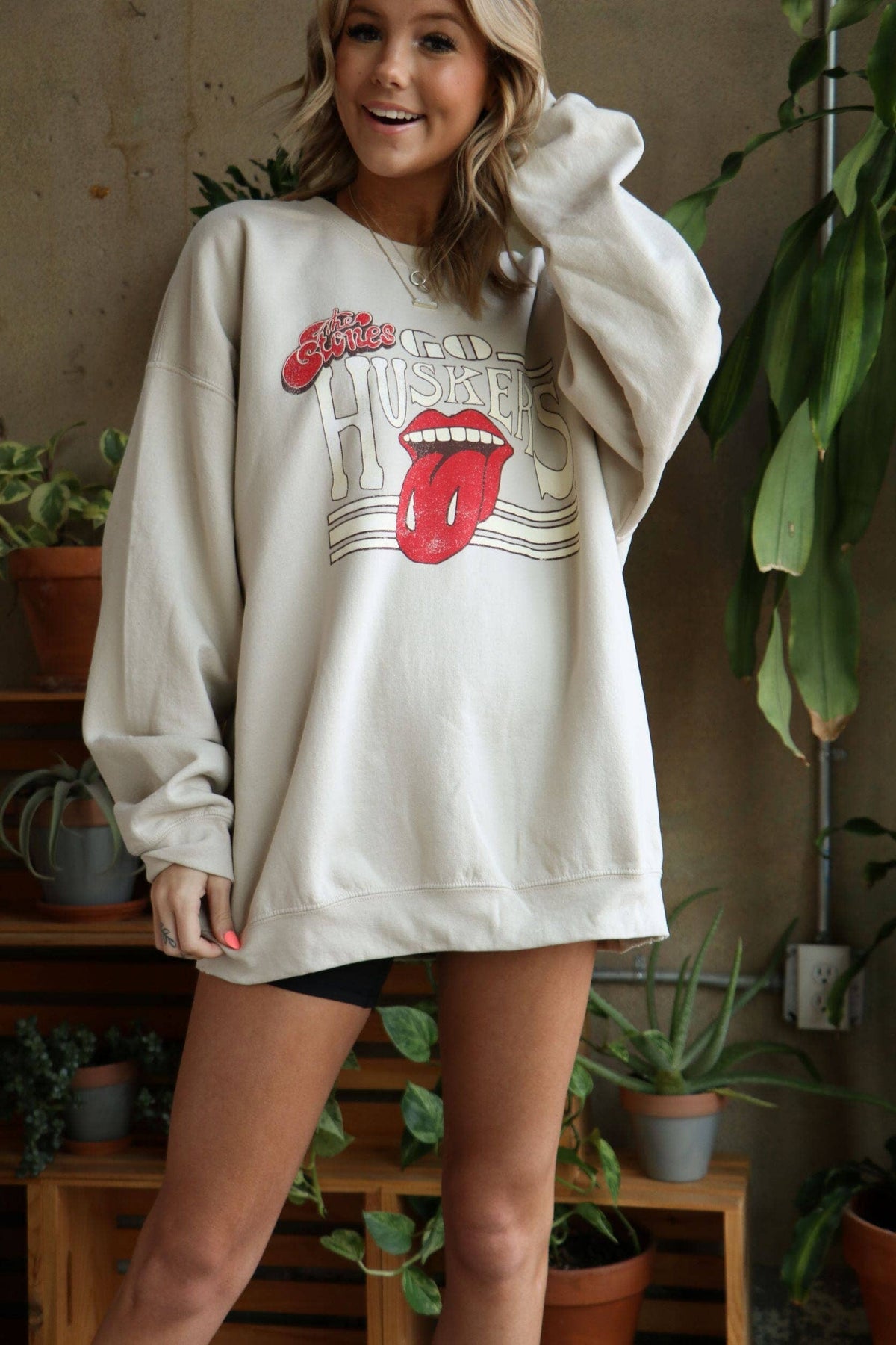 Rolling Stones Huskers Stoned Sand Thrifted Sweatshirt *WILL BE AVAILABLE BY FIRST WEEK OF OCTOBER*