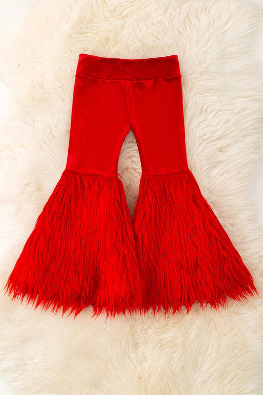 Red Velvety and fur bell bottoms. PNG50543 AMY