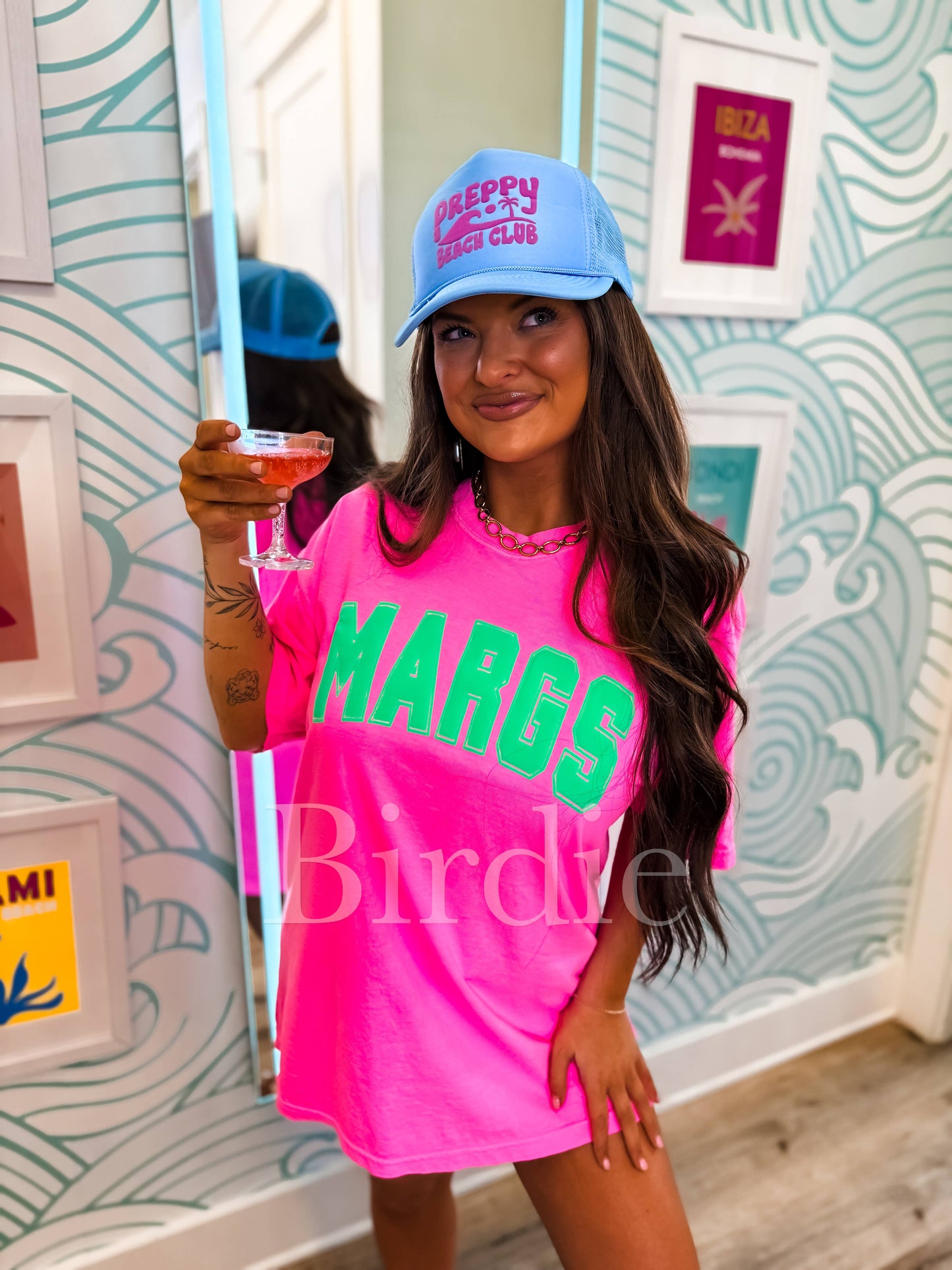 Margs Puff Graphic Tee on Neon Pink *AVAILABLE MID MAY*