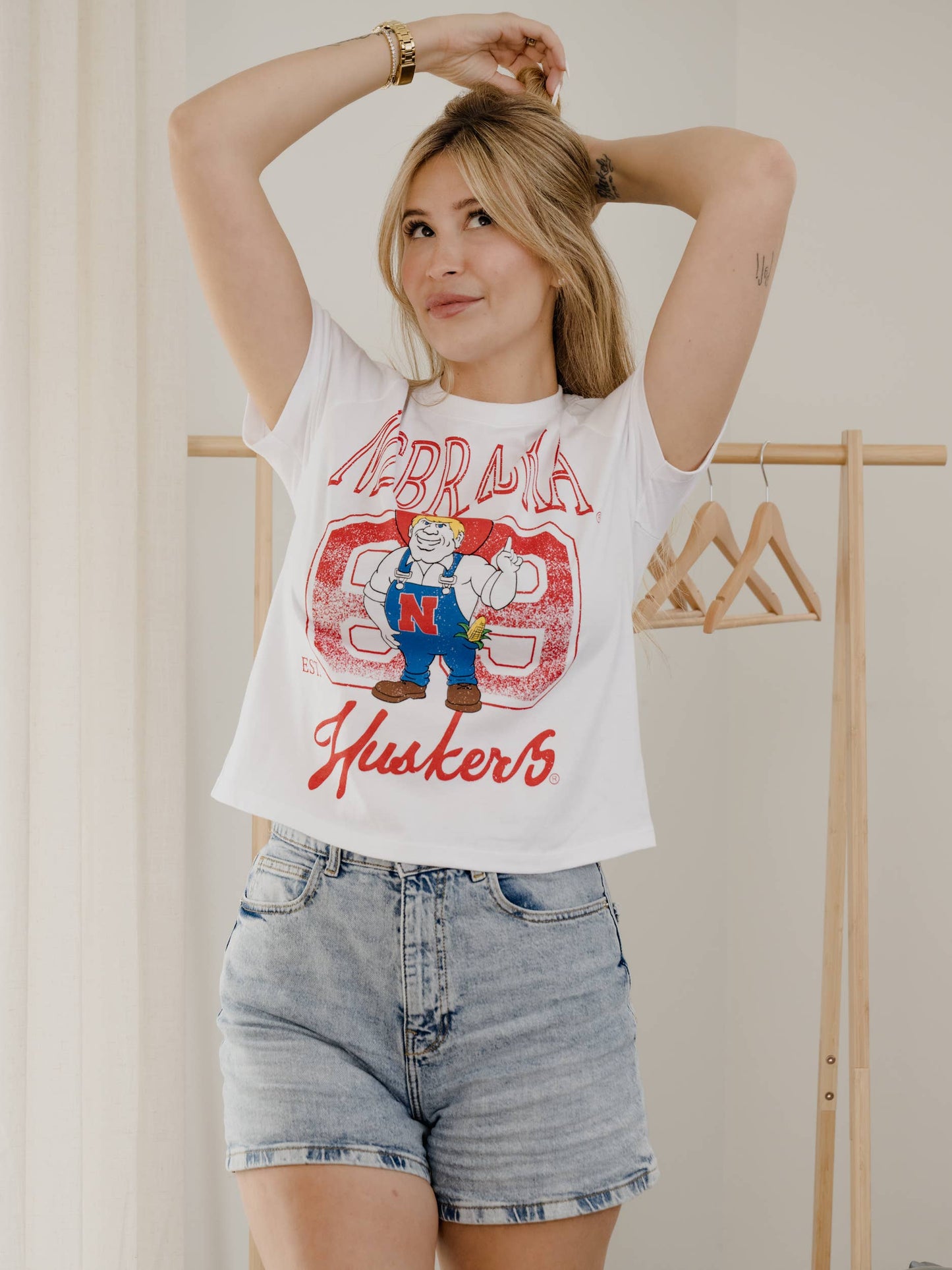 Nebraska Huskers Club Mascot White Ellie Perfect Tee