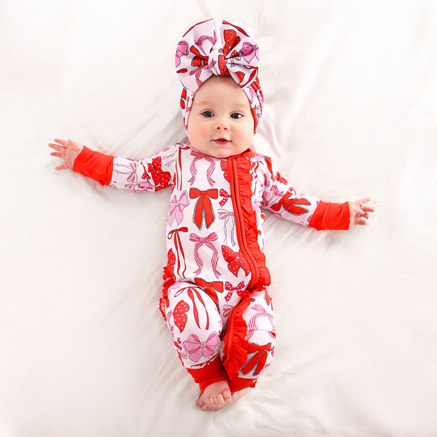 Rosalie RUFFLE ZIP Valentines Day Bamboo 1PC Baby Outfit