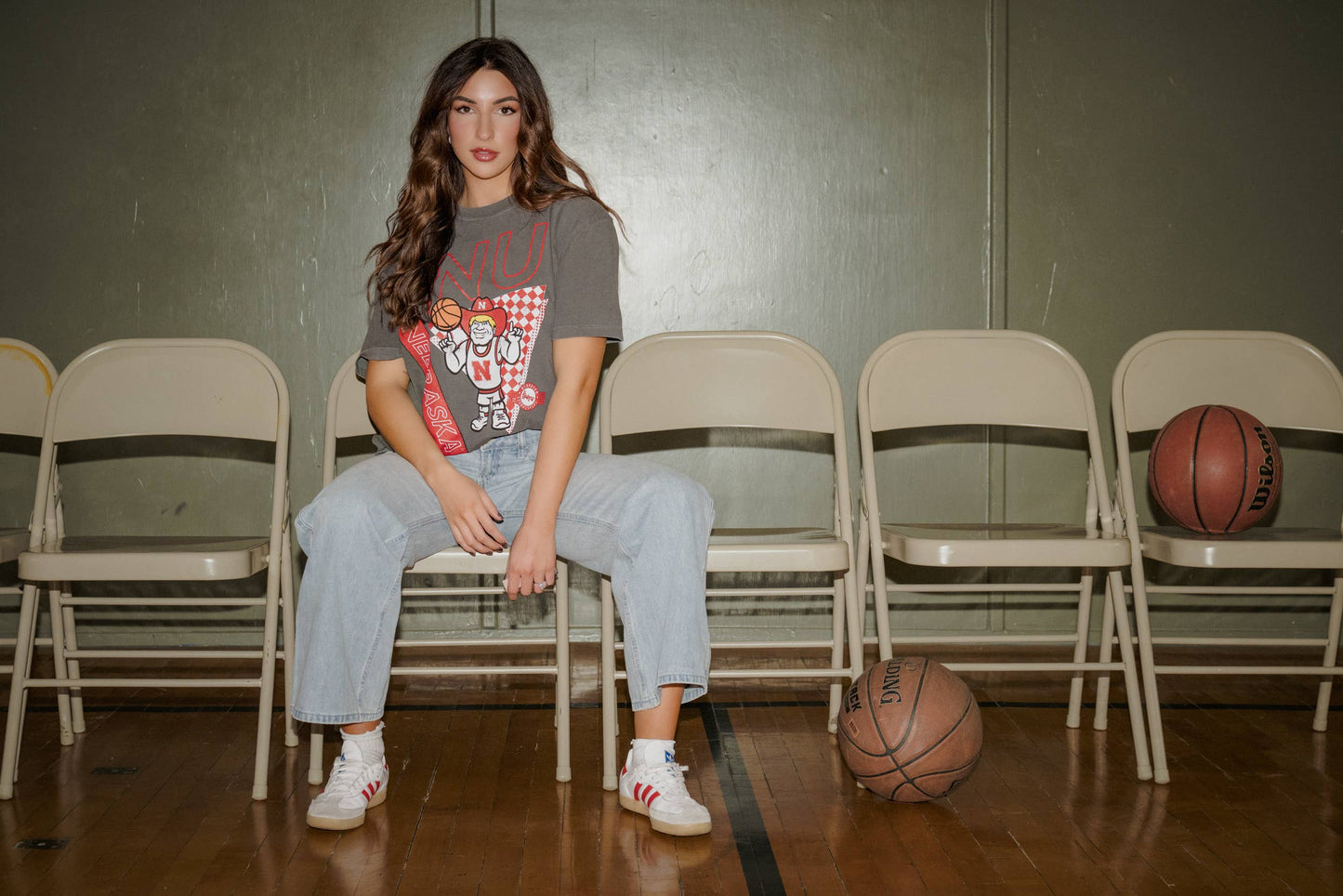 Nebraska Huskers Courtside Basketball Pepper CC Tee