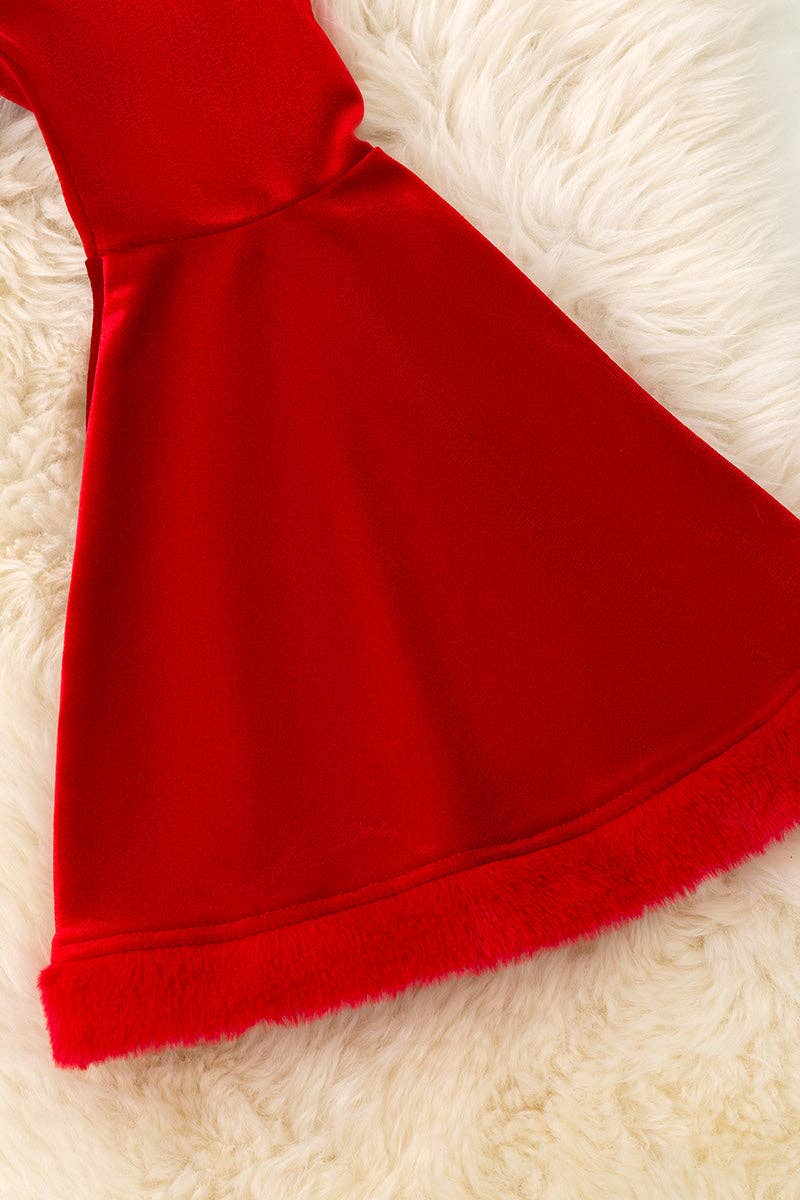 Cute velvety bell bottoms with fur trim.