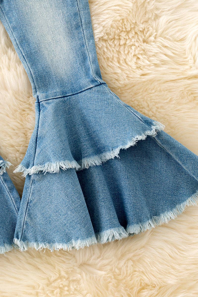 LT. blue Western  double layer bell pants with adjustable string. PNG50255-AMY