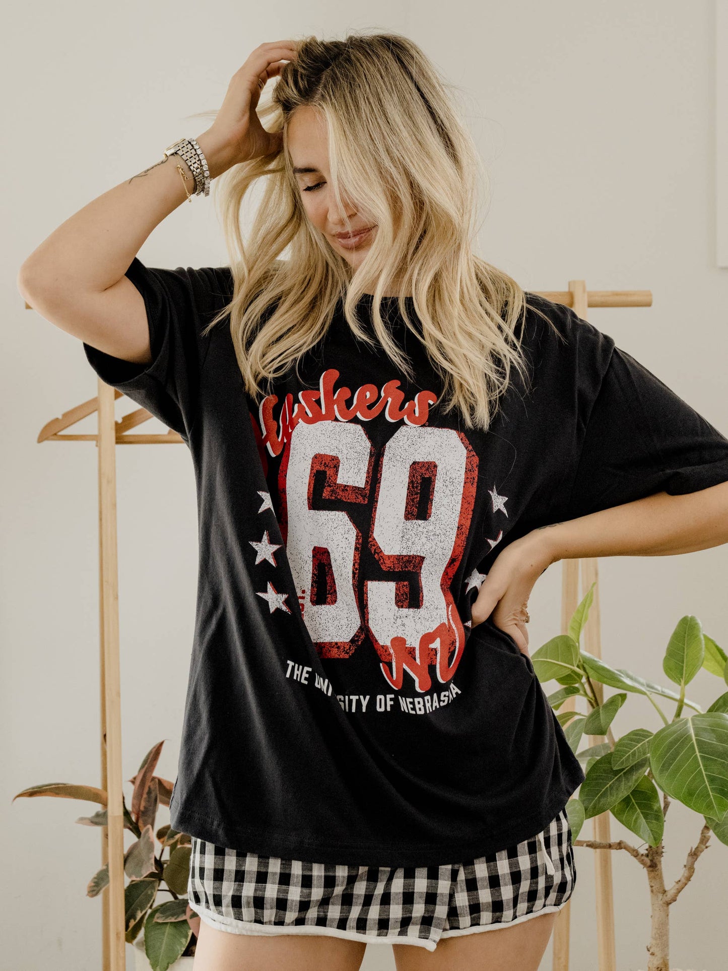 Nebraska Huskers Jersey Patch Smoke Heavyweight Tee