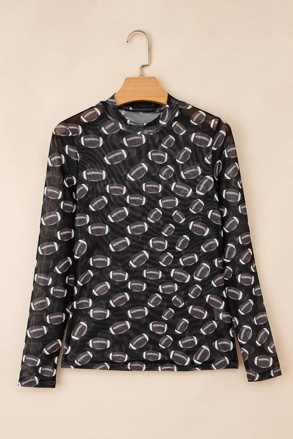 Black Game Day Rugby Mesh Sheer Long Sleeve Top Dear-Lover Dropshipping