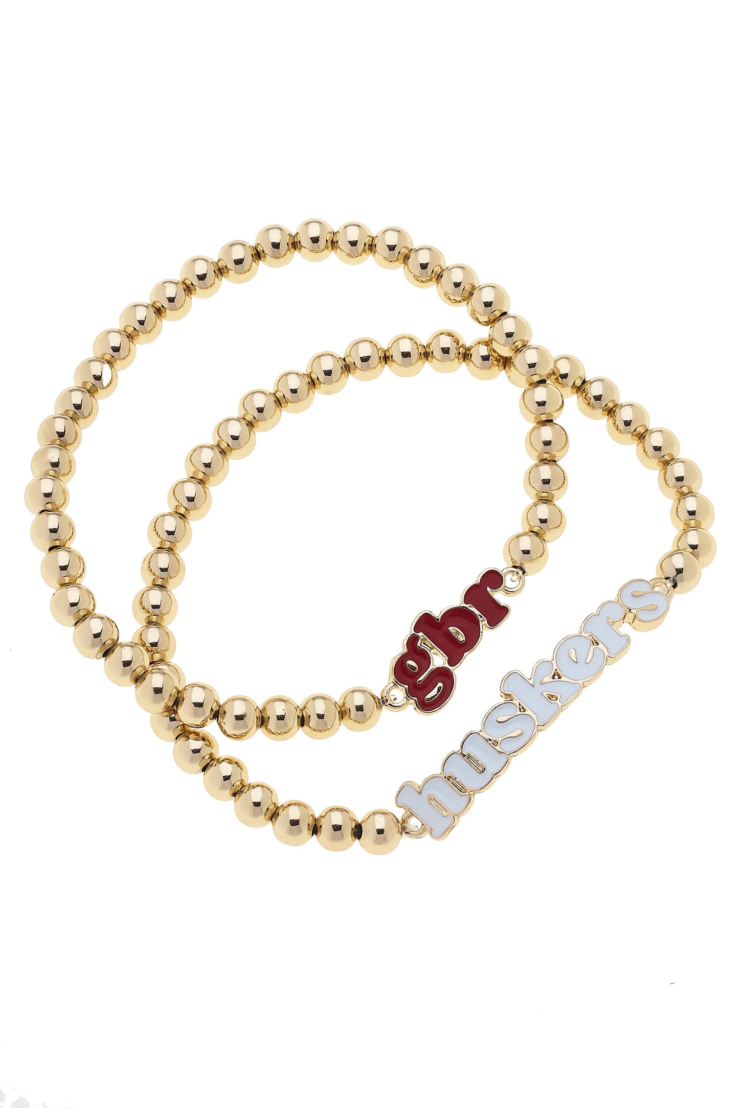 Nebraska Huskers Slogan Ball Bead Bracelet Set of 2