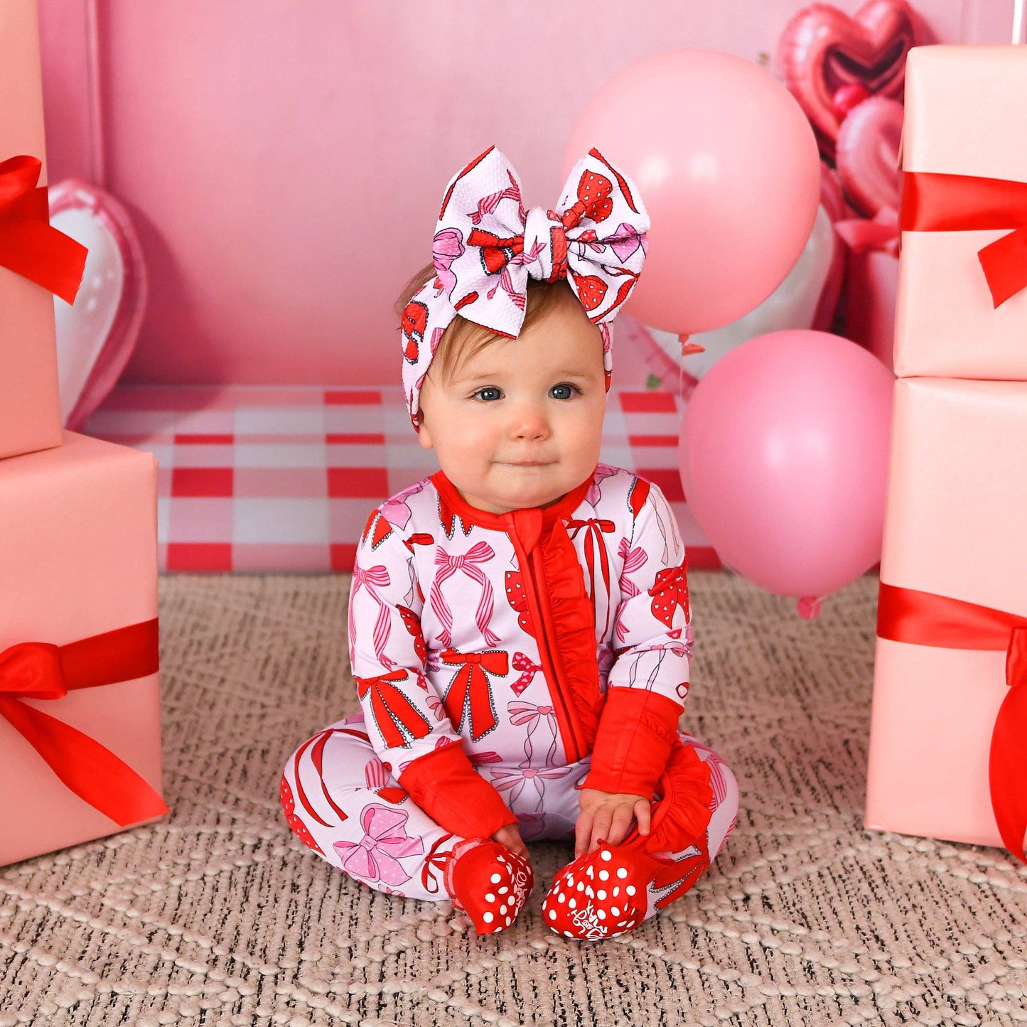 Rosalie RUFFLE ZIP Valentines Day Bamboo 1PC Baby Outfit