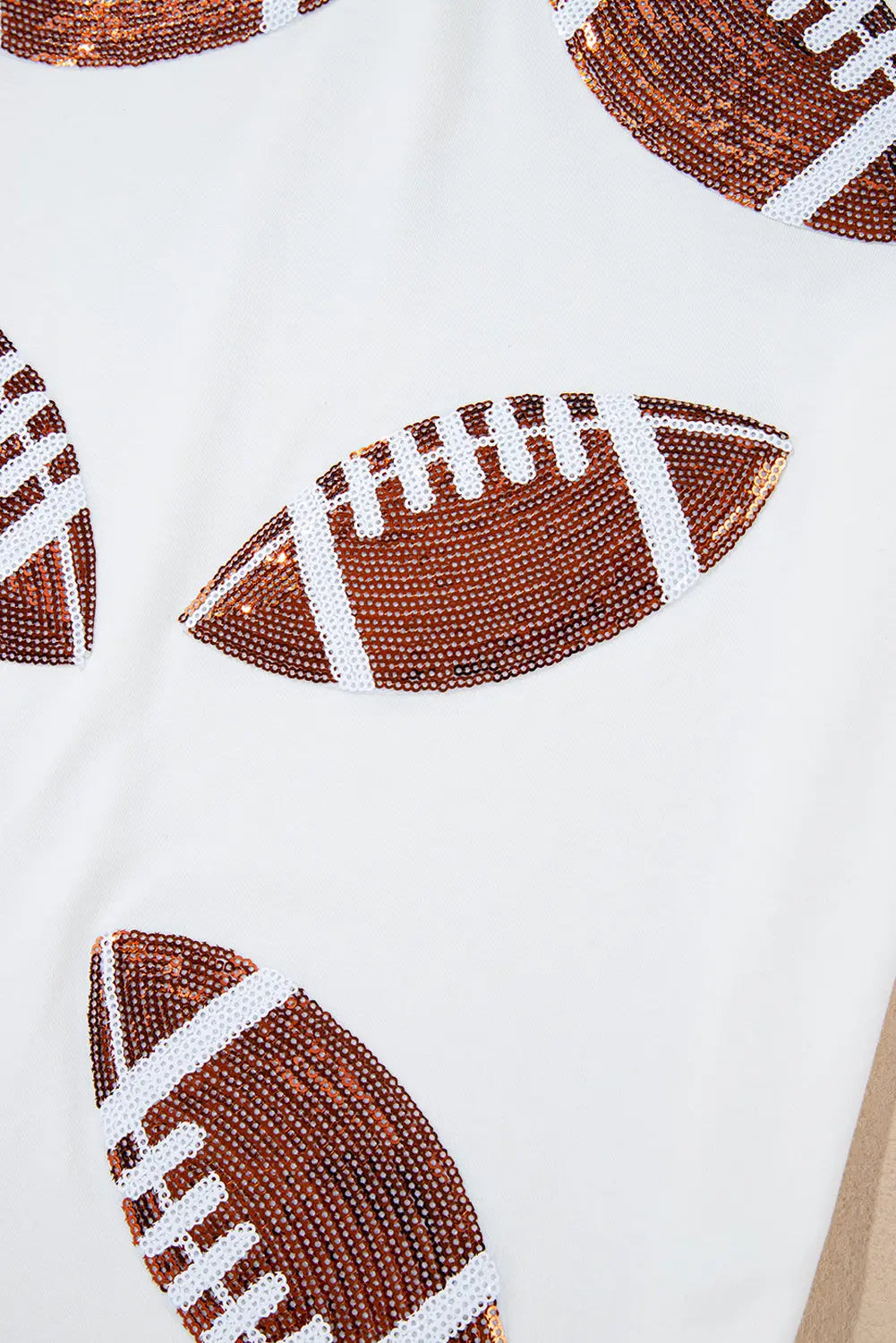 White Sequined Rugby Football Graphic Cotton T Shirt Dear-Lover Dropshipping