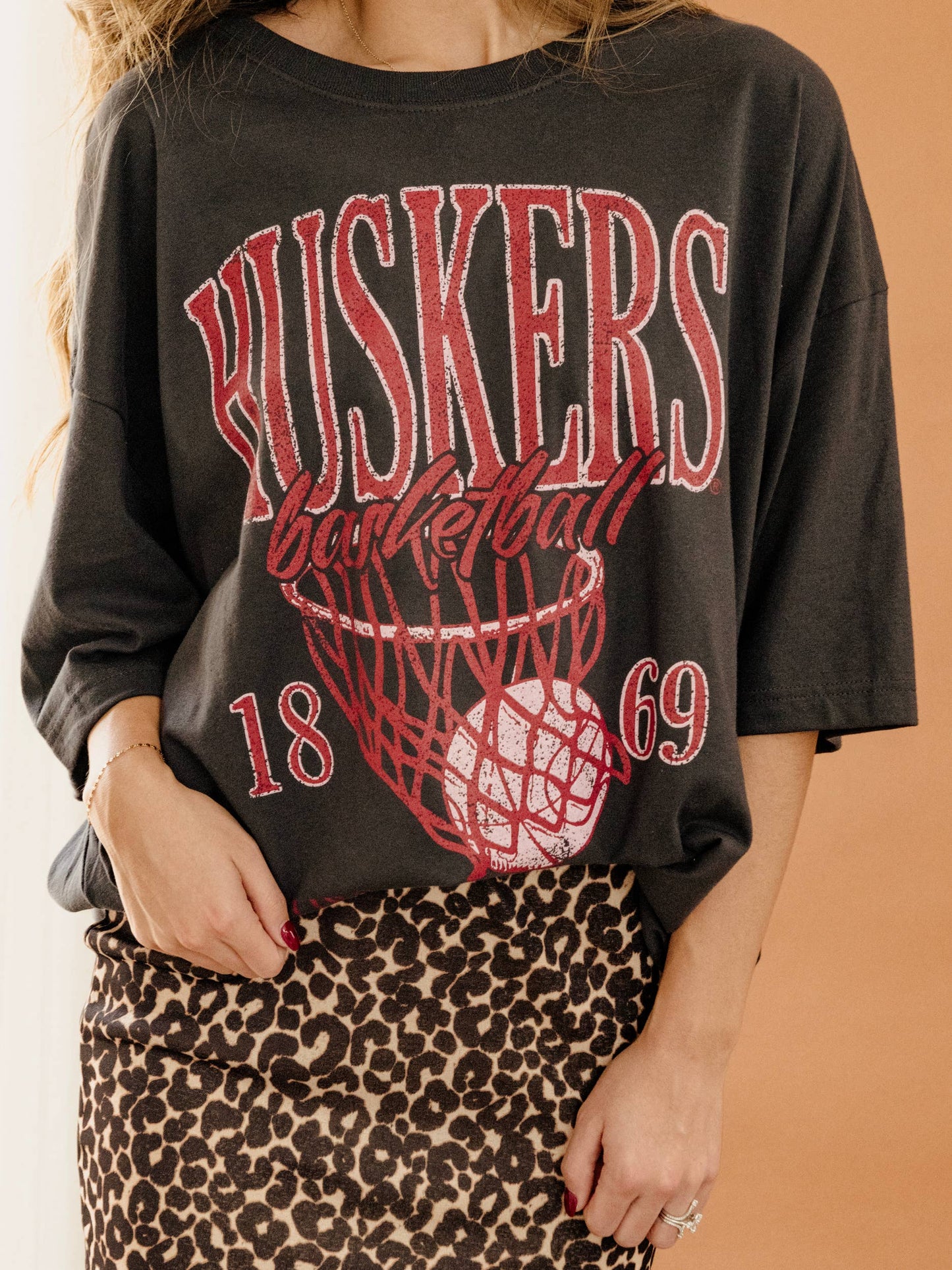 Nebraska Corn Huskers Big Basketball Smoke One Size Tee