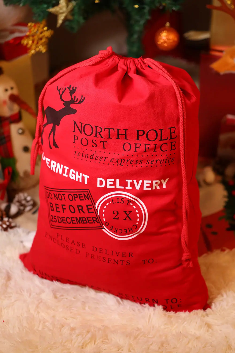 Fiery Red Christmas Drawstring Large Gift Bag 50*66cm Dear-Lover Dropshipping