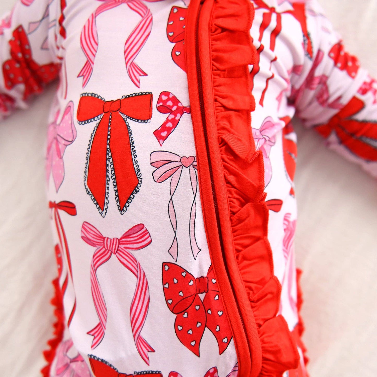 Rosalie RUFFLE ZIP Valentines Day Bamboo 1PC Baby Outfit