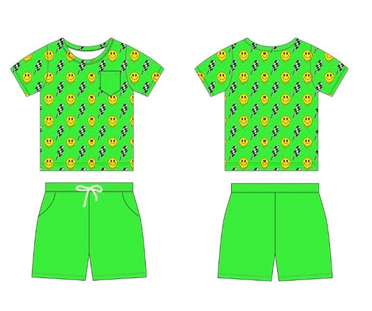 Bamboo kids day wear short set two-piece - Electric - WILL SHIP MAY 2026