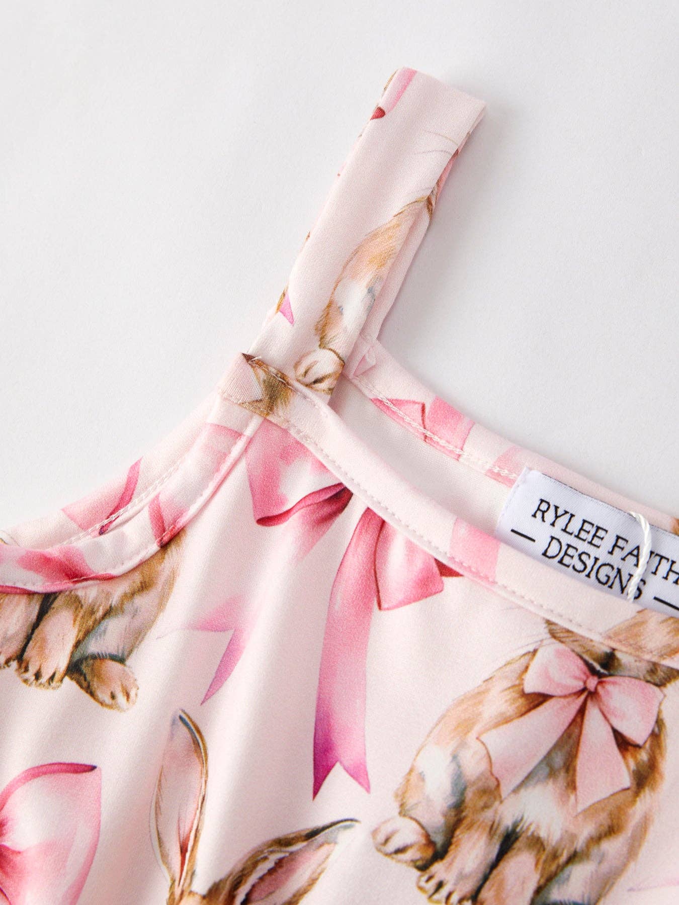 Pink Easter Bunny Bow Print Girls Sling Flared Jumpsuit