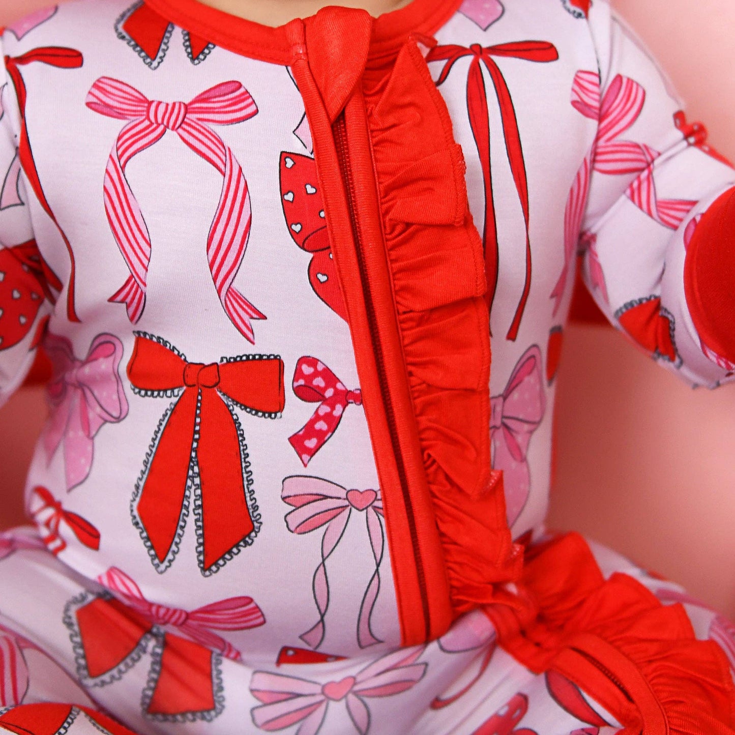 Rosalie RUFFLE ZIP Valentines Day Bamboo 1PC Baby Outfit