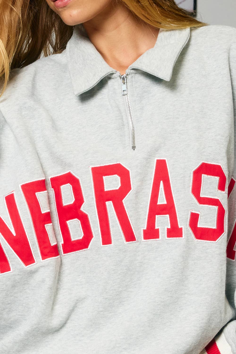 IT2686-NEBRASKA |  Half-Zip Collared Varsity Sweatshirt *PREORDER, WILL SHIP FIRST WEEK OF DECEMBER*