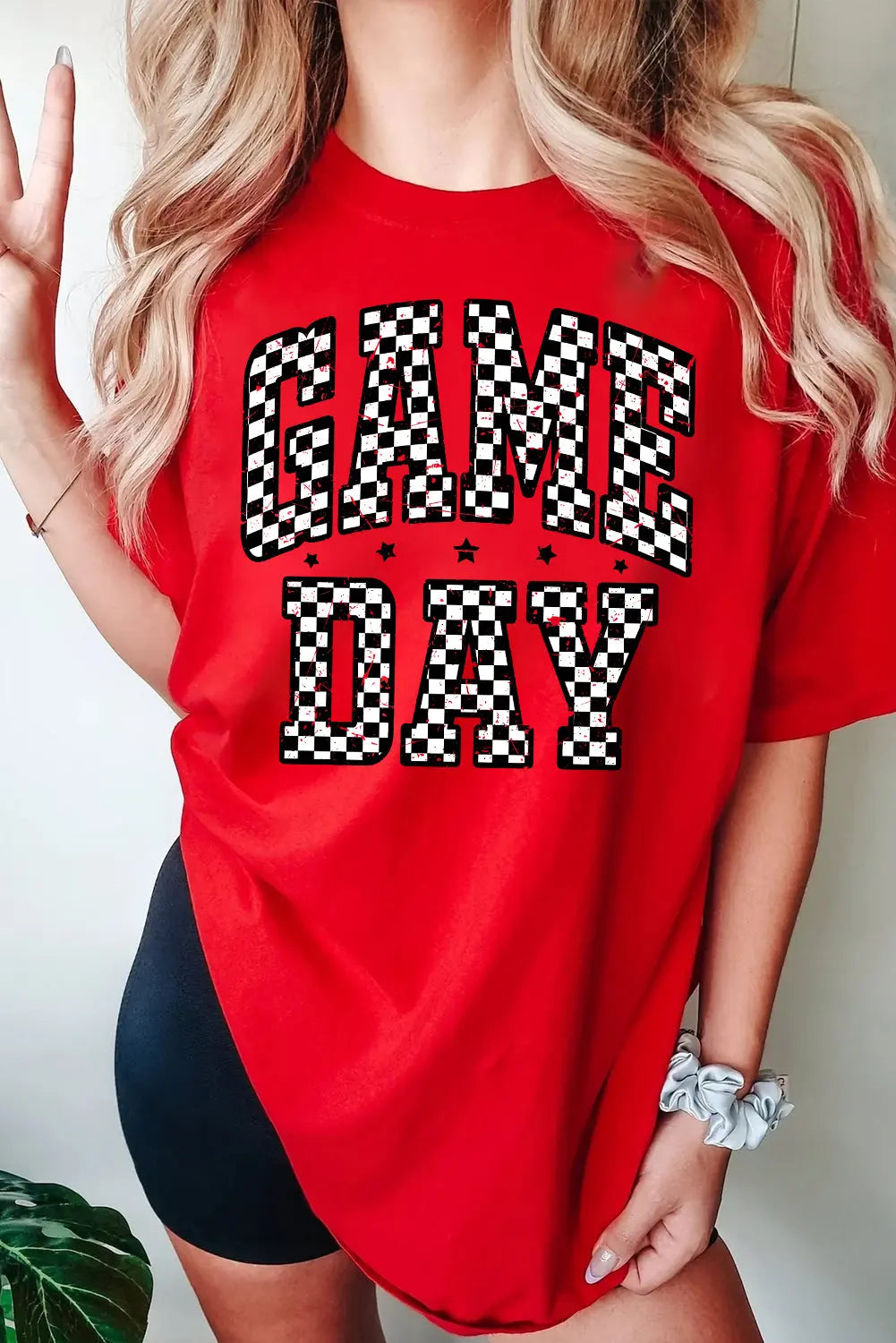 Red Checkered Game Day Graphic T Shirt Dear-Lover Dropshipping